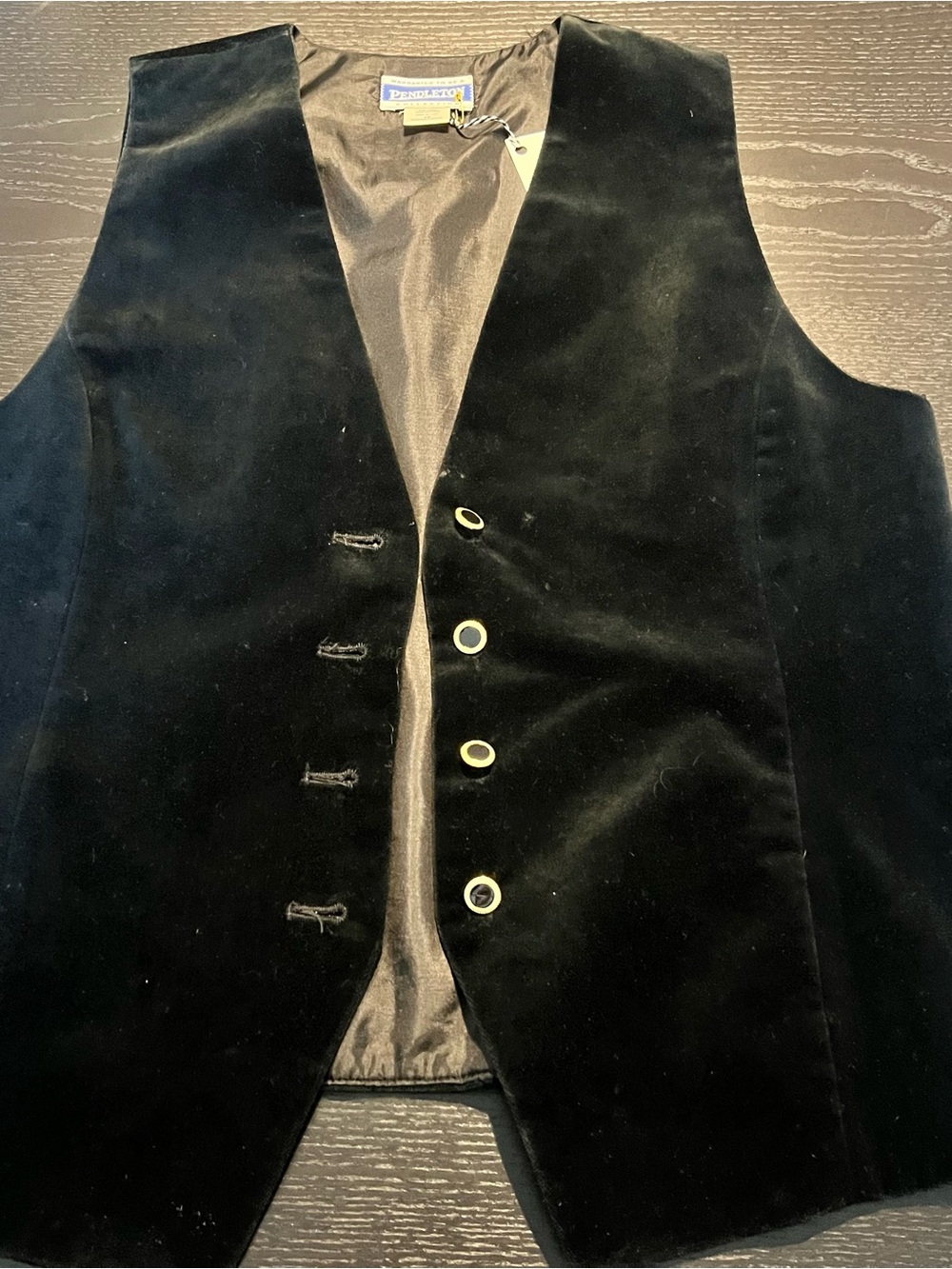 Vintage Pendleton Black Velvet Dress Vest with Satin Lining